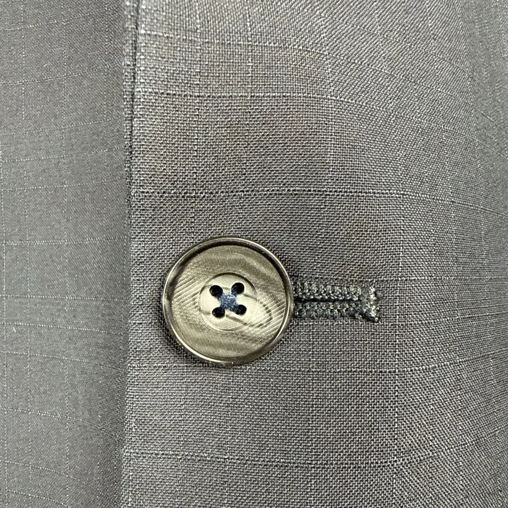 Banana Republic Suit Mens 42R Navy Blue Sport Coat 2 Button Pants 33x32 Plaid